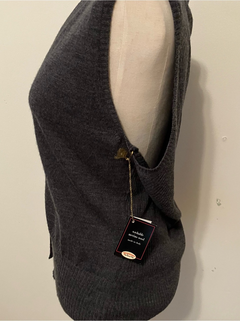 VTG New Talbots L Wool Gray Sweater Vest Tank Button Front Old Money Preppy - Picture 3 of 7